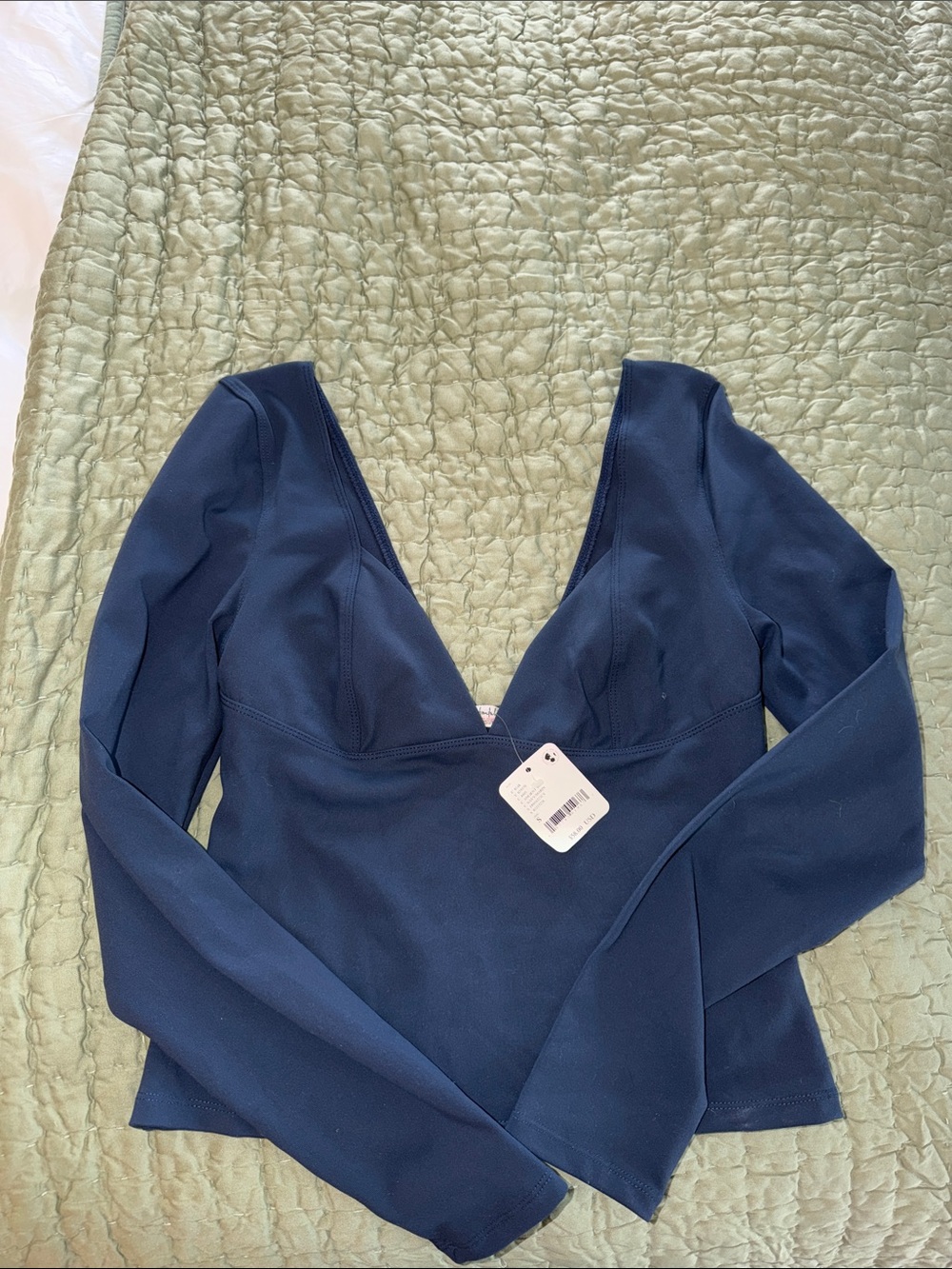 Free People Deep V Long-Sleeve in Navy